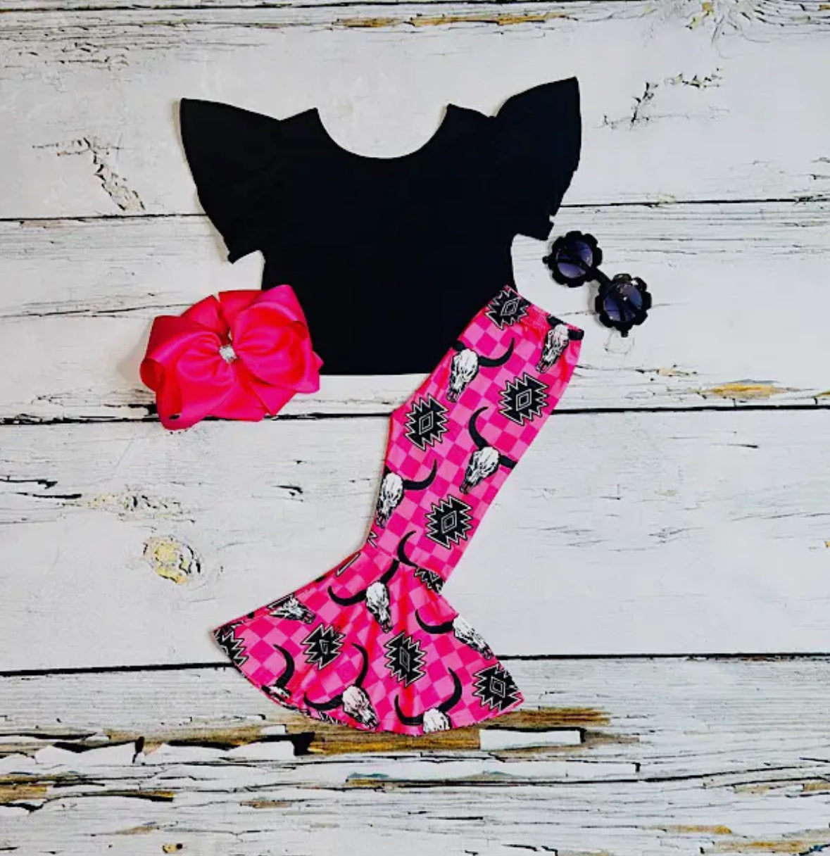 Pink Checkered Skull Set