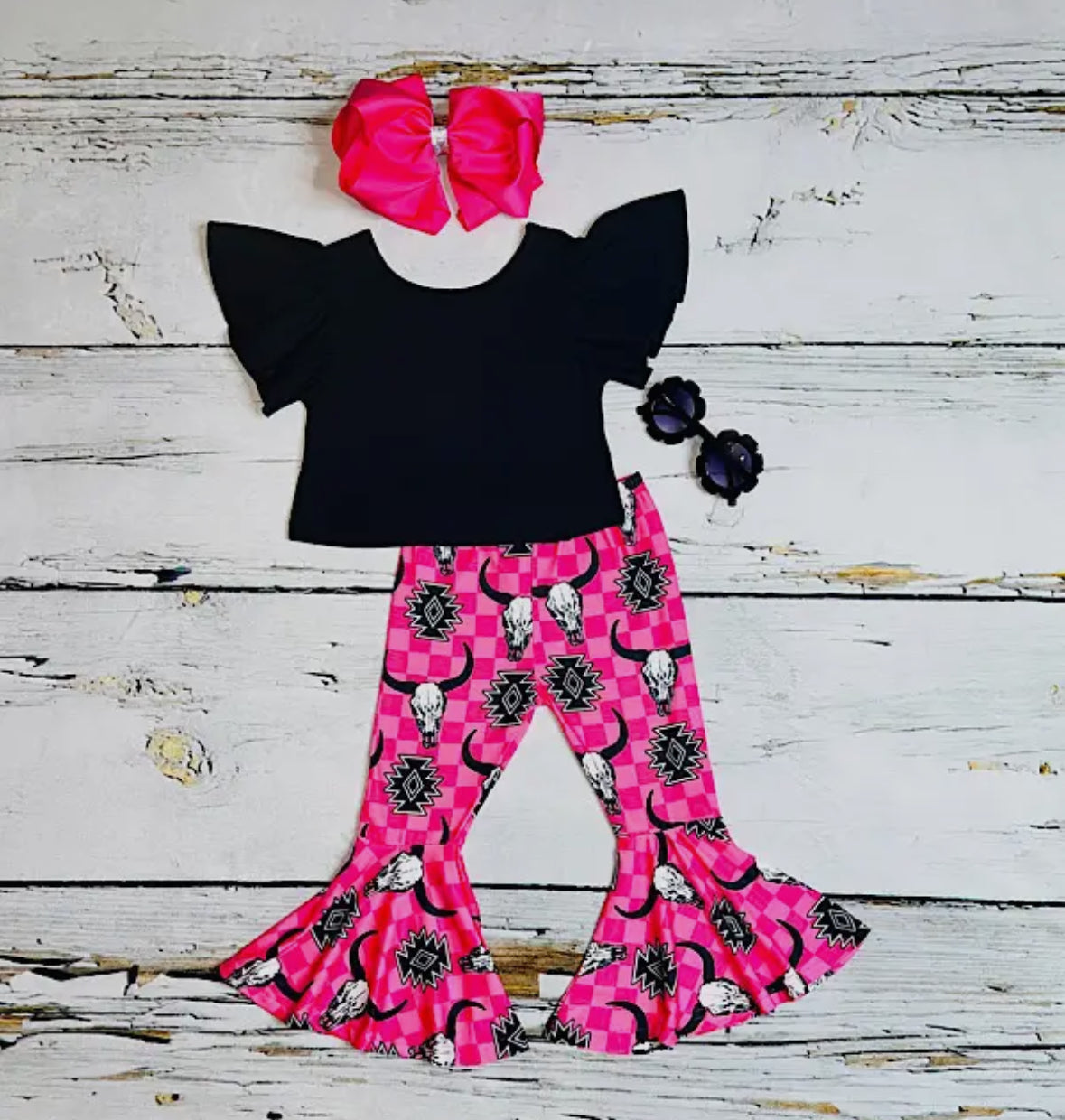 Pink Checkered Skull Set