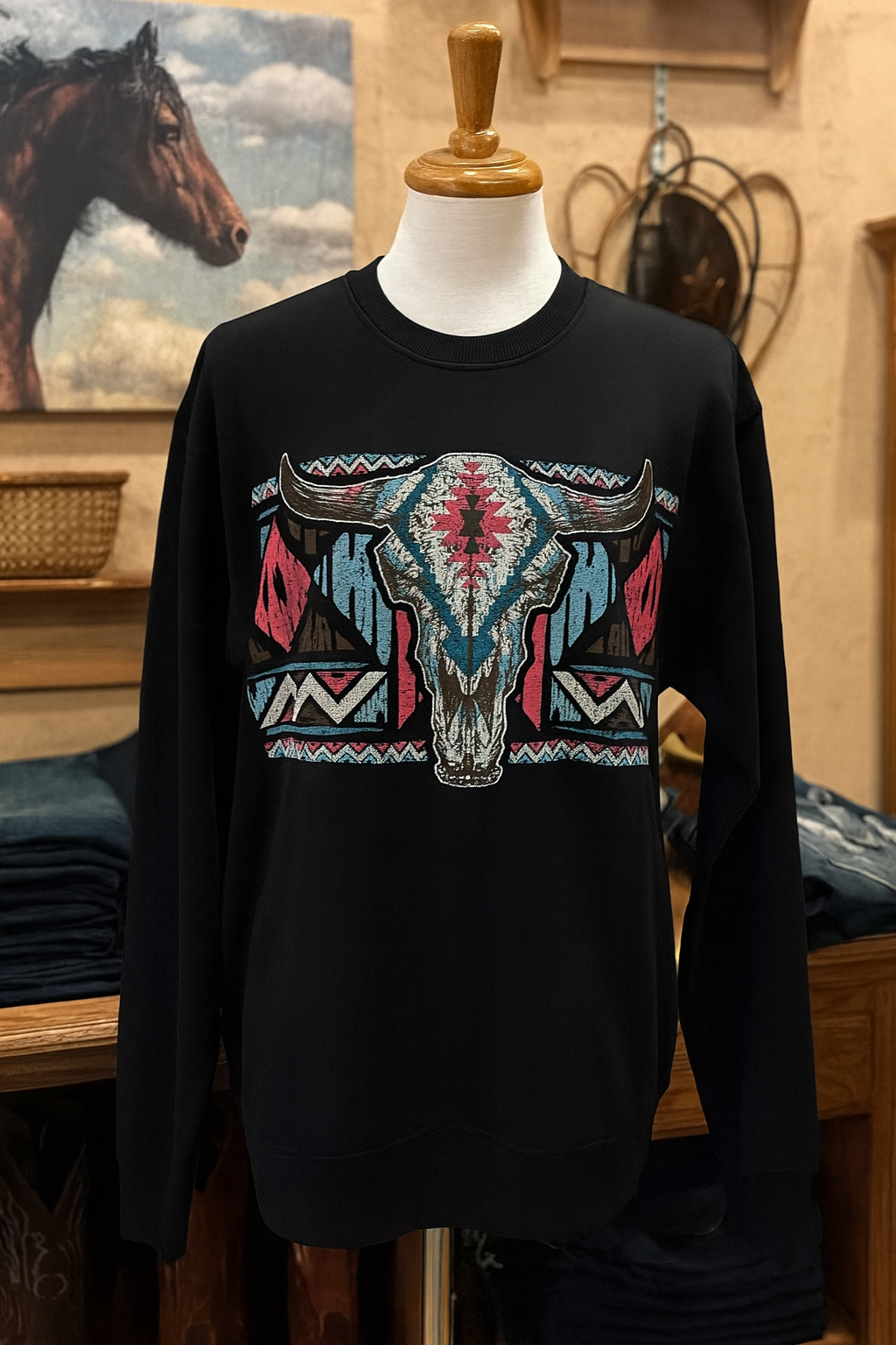 Aztec Bull Skull Sweatshirt